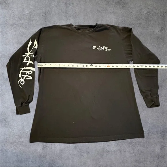 Salt Life Mens Large Black Long Sleeve Key West Skull Fish Hook Graphic T-Shirt - Picture 4 of 8